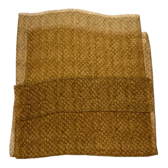 Vintage Coach Tan Brown Snakeskin Print Scarf Sheer Long Metallic Neutral Scarf - Picture 9 of 11